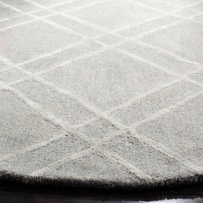 Handmade Gray Tufted Wool Round Area Rug 24"