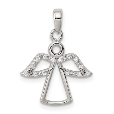 Black Bow Jewelry Sterling Silver and Cubic Zirconia Angel Pendant