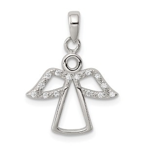 Black Bow Jewelry Sterling Silver and Cubic Zirconia Angel Pendant - 1 of 4