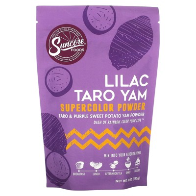 Suncore Foods Lilac Taro Yam Supercolor Powder, Taro & Purple Sweet Potato Yam, 5 oz (142 g)