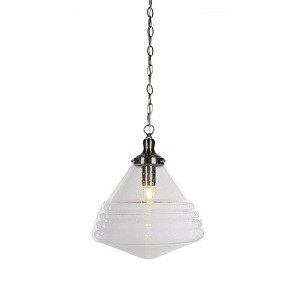 Toltec Lighting Juno 1 - Light Pendant in  Brushed Nickel with 14" Clear Bubble Shade - 1 of 1