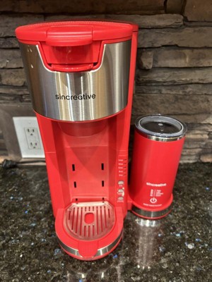 sincreative 1- Cup Red Single Serve Coffee Maker Cappuccino Machine with Milk  Frother KCM207RD - The Home Depot