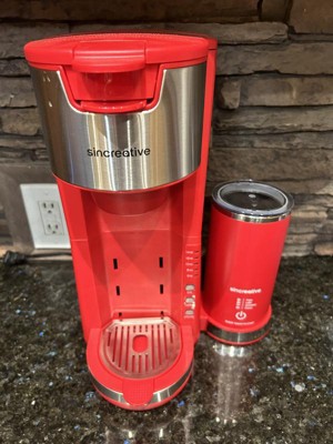 sincreative 1- Cup Red Single Serve Coffee Maker Cappuccino Machine with  Milk Frother KCM207RD - The Home Depot