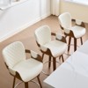 Bekrvio 26" Swivel Counter Stools with Back & Arms, Faux Leather Mid-Century Bar Stools for Kitchen Island, Walnut Frame, Set of 1/2/3/4 - 3 of 4