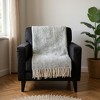 HomeRoots 51" X 67" Gray Cotton Woven Herringbone Throw Blanket with Fringe - 2 of 2