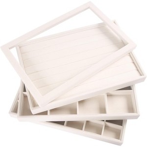 2-Piece Stackable 24-Grid Jewelry Organizer Tray Set for Multiple Jewelry Types - 1 of 4