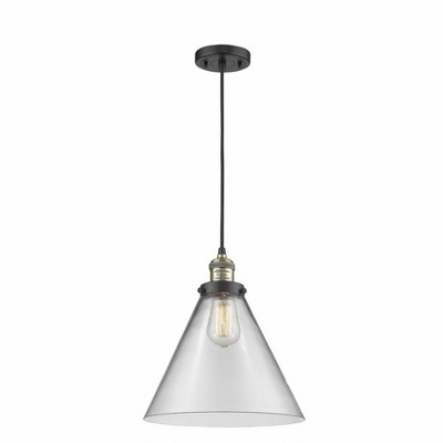 Cone - 1 Light Cord Hung Mini Pendant In Industrial Style-14 Inches Tall and 12 Inches Wide