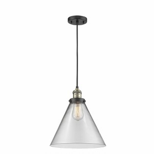 Cone - 1 Light Cord Hung Mini Pendant In Industrial Style-14 Inches Tall and 12 Inches Wide - 1 of 1