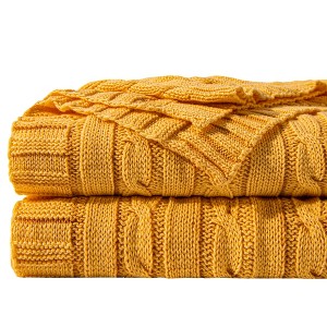 Cotton Cable Knit Blanket, Ultra-Soft Cozy Blanket for Couch & Bed Decor - NTBAY - 1 of 4