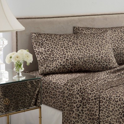 New Revman 'KATJA' Animal Print Leopard Cheetah Cotton/Poly Queen Flat Sheet 