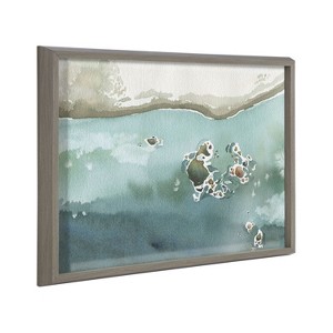 Kate and Laurel Blake Rocky Shores Framed Printed Glass by Janet Meinke-Lau, 18x24, Gray - 1 of 4
