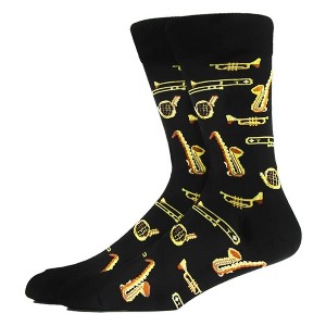 Brass Band Jazzy Socks from the Sock Panda (Men's Sizes, Adult Large) - 1 of 3