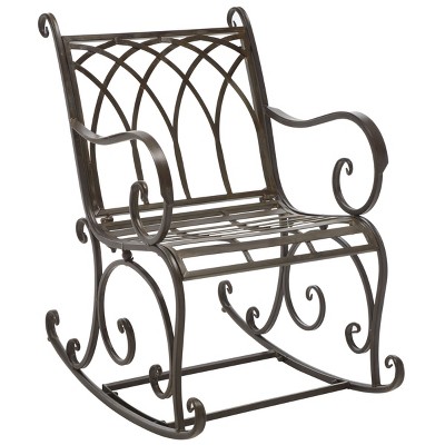 Medrano Rustic Brown Iron Frame Outdoor Rocking Chair
