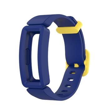 Insten Silicone Watch Band Compatible with Fitbit Inspire, Inspire HR, and Ace 2, Fitness Tracker Replacement Bands, Blue and Yellow