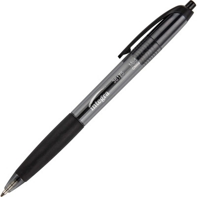 Integra Ballpoint Pen Retract. Nonrefillable Med. Pt. BK Barrel/Ink 36175