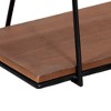 Sagebrook Home Set of 2 Wall Shelves - 12"/14" Brown and Black Wood and Metal Rustic Floating Swing Wall Shelves - 4 of 4