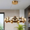 LNC Sinsoledad 1-Lights 26" Luxury and Glam Wagon Wheel Crystal Integrated LED Chandelier, Gold - 2 of 4