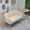 SEYNAR Modern Glam Comfy 50" Metal Legs Curved Sofa 2 Seaters Loveseat with Tufted Back - 3 of 4
