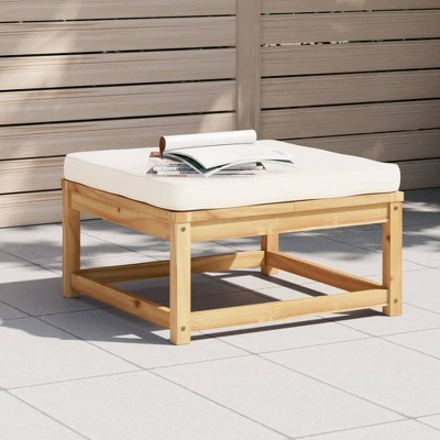 vidaXL Patio Footstool with Cushions Solid Wood Acacia