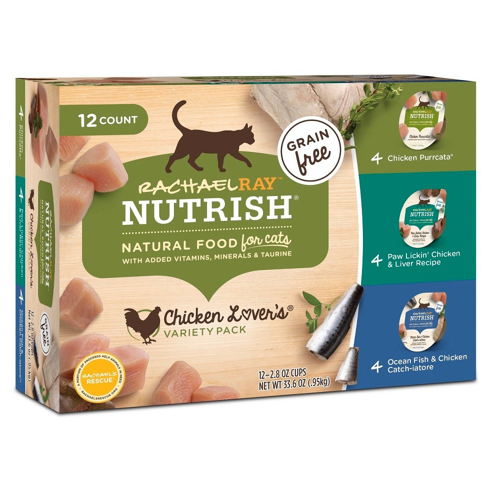 (BB/01/2024) Rachael Ray Nutrish Grain Free Wet Cat Food Chicken Lovers - 2.8oz/12ct Variety Pack