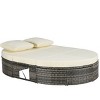 Outdoor Patio Round Daybed, Sun Bed with Adjustable Backrests and Foldable Cup Trays,Reclining Lounger with Cushions and Pillows-Coolbibila - 3 of 4