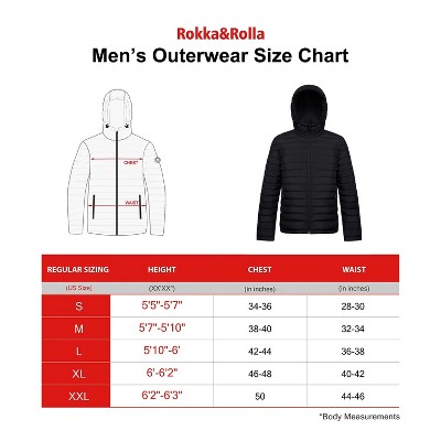 Rokka&Rolla Men's Midweight Puffer Jacket Hooded Coat