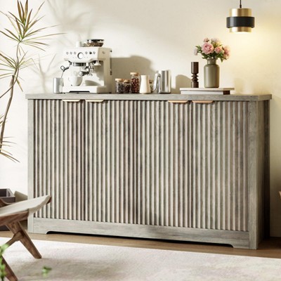 Fluted Buffet Sideboard Cabinet with Storage,2/4 Doors & Adjustable Shelf,Handle,Spacious Tabletop,Modern Wood Coffee Bar Console Table