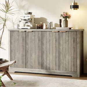 Fluted Buffet Sideboard Cabinet with Storage,2/4 Doors & Adjustable Shelf,Handle,Spacious Tabletop,Modern Wood Coffee Bar Console Table - 1 of 4