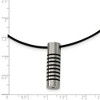Black Bow Jewelry Stainless Steel and Black Rubber Cylinder Necklace - 2 of 4