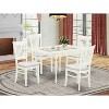 Mid Century Dining Table Set with 4 Chairs - Boho Kitchen Dinette Set - Linen White Finish - 2 of 4