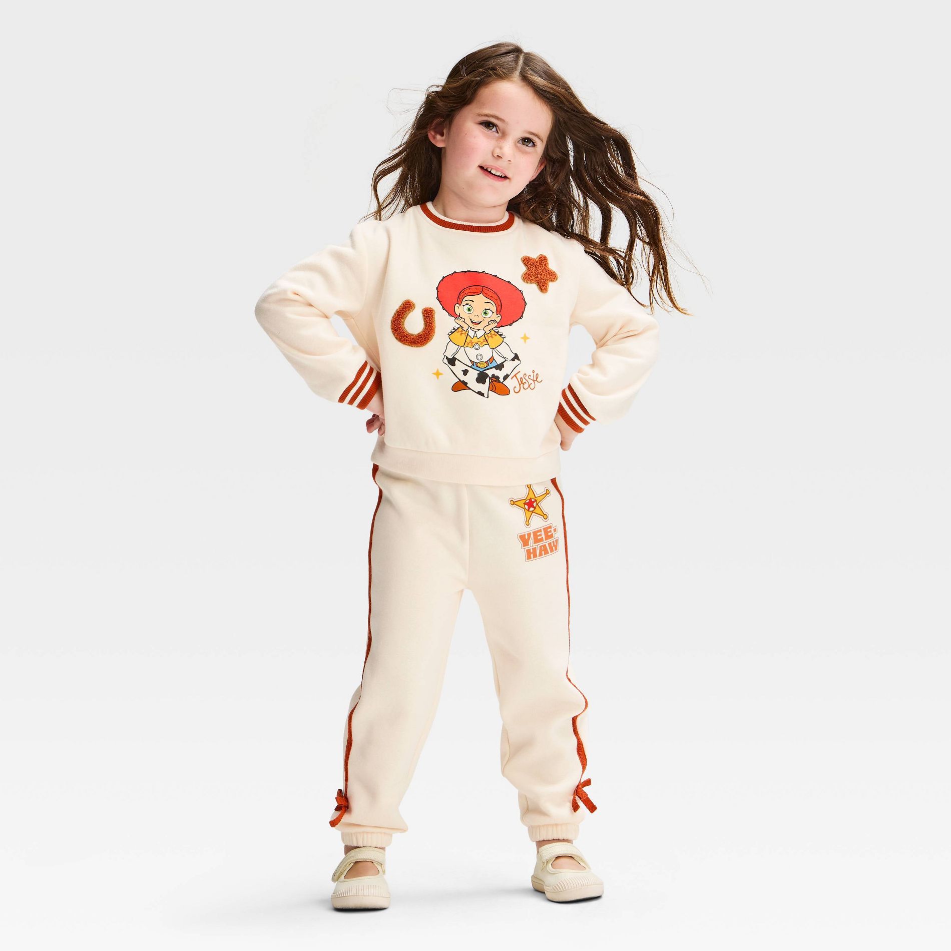 Toddler Girls' 2pc Disney Toy Story Jessie Fleece Sweatshirt and Pants Set - Cream