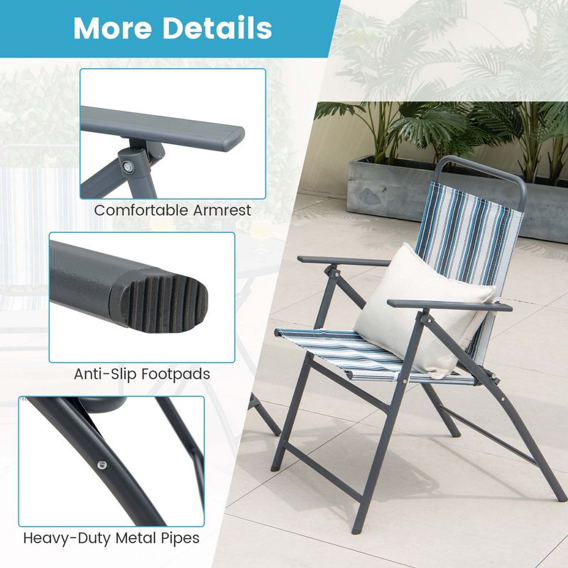 Costway 3pcs Patio Folding Dining Table Chair Set Heavy-Duty Metal Portable Outdoor, 5 of 11