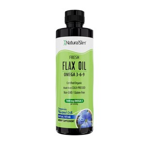 NaturalSlim Flaxseed Oil Organic Cold-Pressed Flaxseed Oil with Omega 3 6 9, 16 fl. oz - 1 of 2