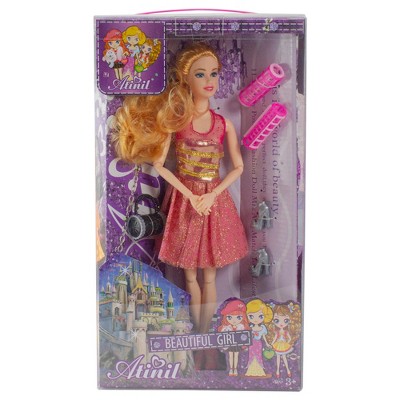 Northlight Set of 2 Pink Diva Fashion Girls with Multiple Accessories 11"