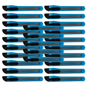MotoProducts Bulk 5" Box Cutters Sky Blue with Snap-Off Blades and Safety Locks - 1 of 3