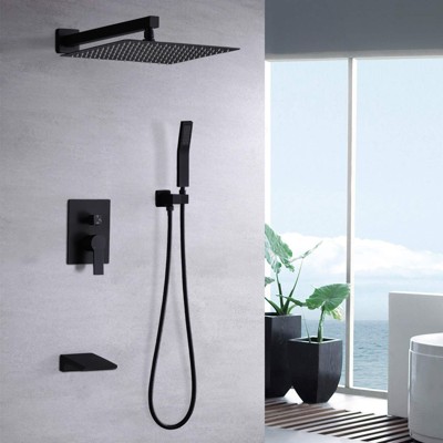 ONWITH 10inch Wall Mounted Rainfall Shower Head System Shower Faucet