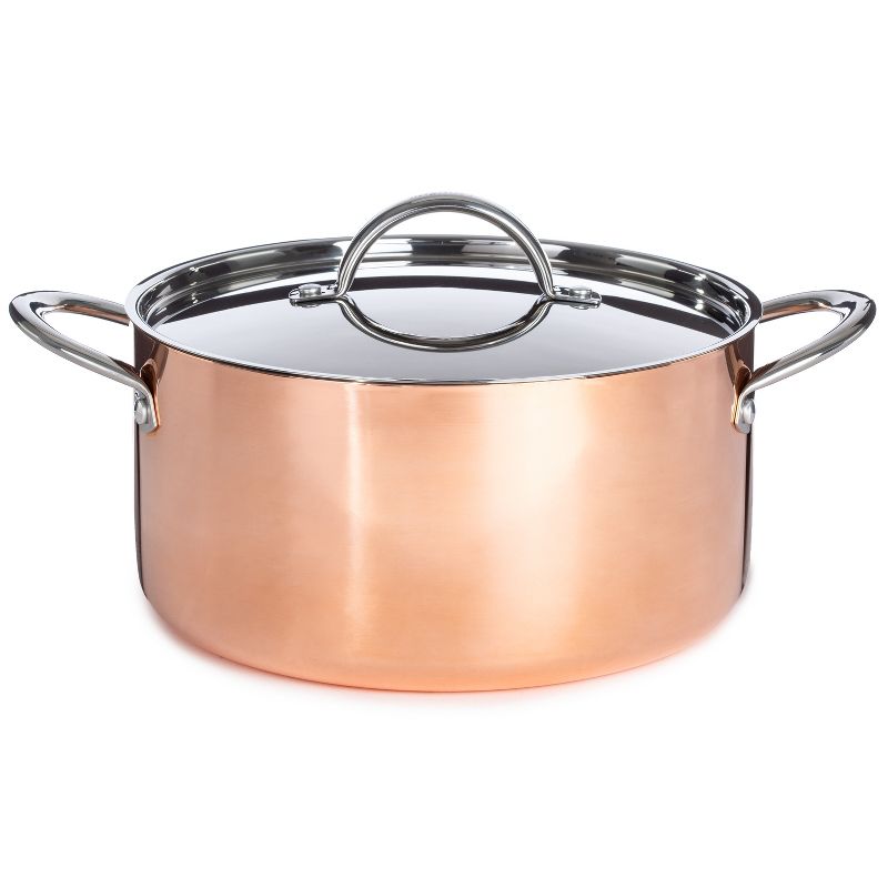 BergHOFF Vintage Tri-Ply Copper Stainless Steel Cookware Set With Stainless Steel Lids, Gold, 5 of 11