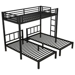 TiramisuBest Black Full XL Over Queen Metal Bunk Bed with Ladder and Slats Support - Ideal for Adults and Teens, Sturdy and Easy to Assemble - 1 of 4