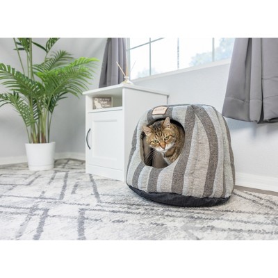 Small Gray and Silver Plush Cat Cave Bed