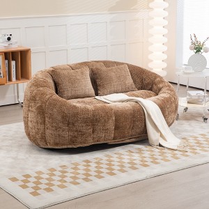 LOVMOR Modern Bean Bag Sofa with 2 Pillows, Oversized Chenille Bean Bag Lazy Sofa, High Back Floor Sofa Lounge Chair, for Gaming Reading Relaxing - 1 of 4
