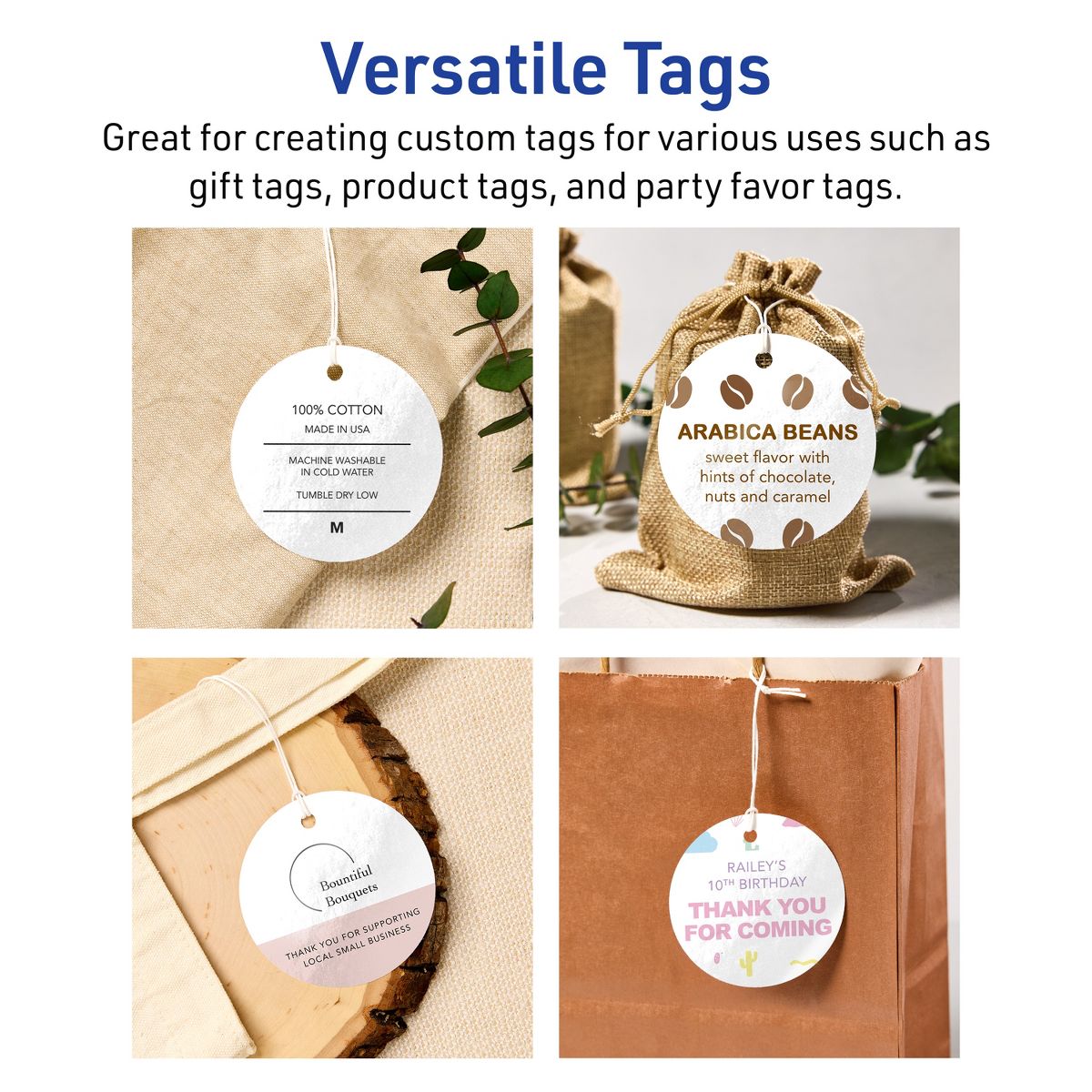 3" Diameter Round, Glossy White Printable Tags - thumbnail 3