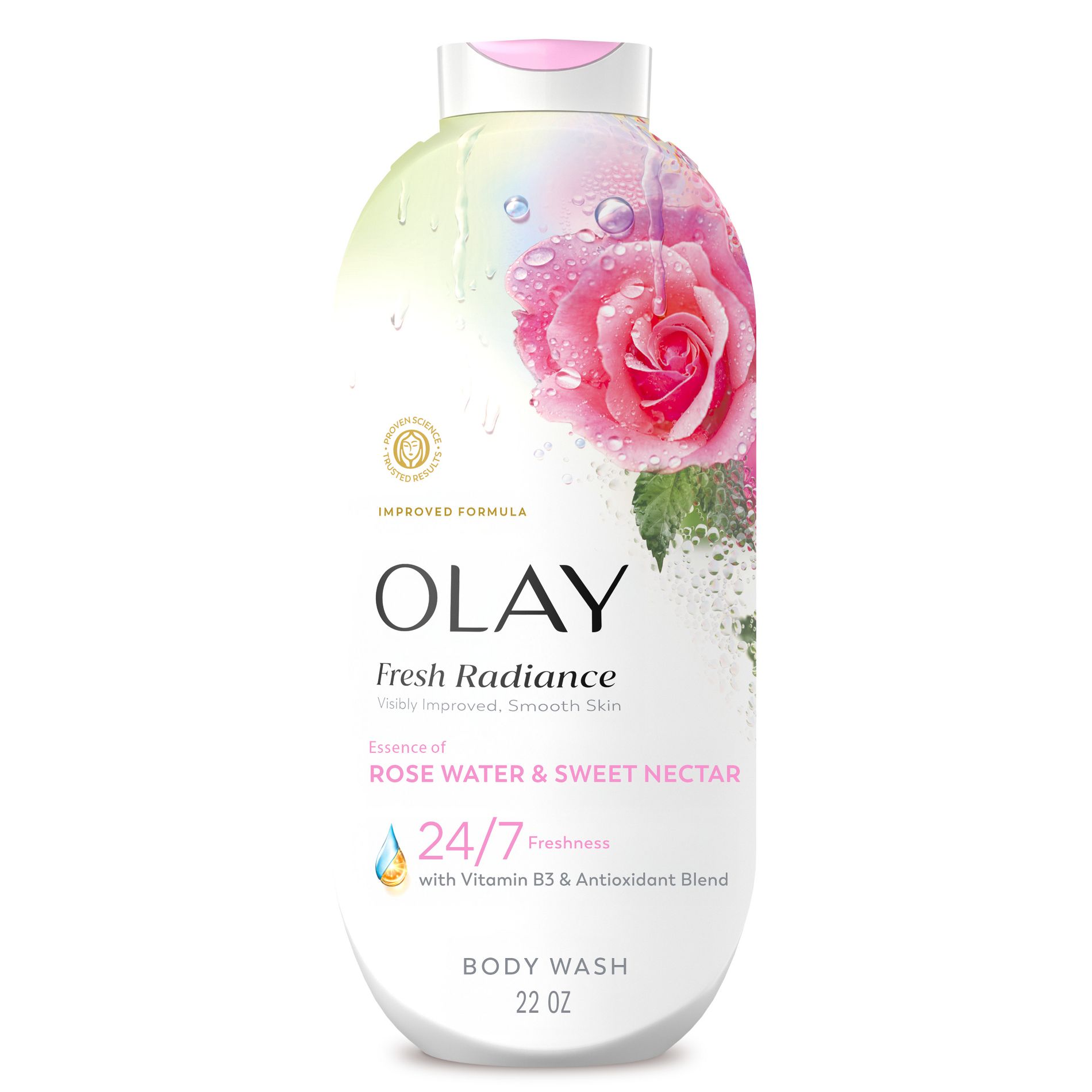 Olay Fresh Radiance Body Wash - Rose Water and Sweet Nectar - 22 fl oz: Basic Cleansing, Whole Body, Squeeze Bottle, Normal to Dry Skin