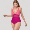 Anna-Kaci Swim Women's Deep V Mesh Panel One Piece Swimsuit with Sheer Waist Detail and Adjustable Straps - 3 of 4