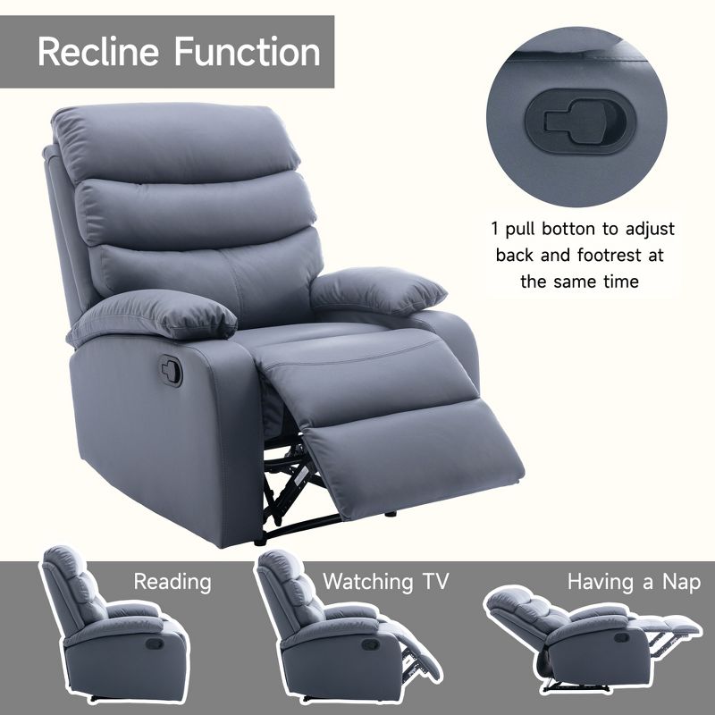 Hzlagm Everglade 30.2 in. W Technical Leather Upholstered 3 Position Manual Standard Recliner, 3 of 9