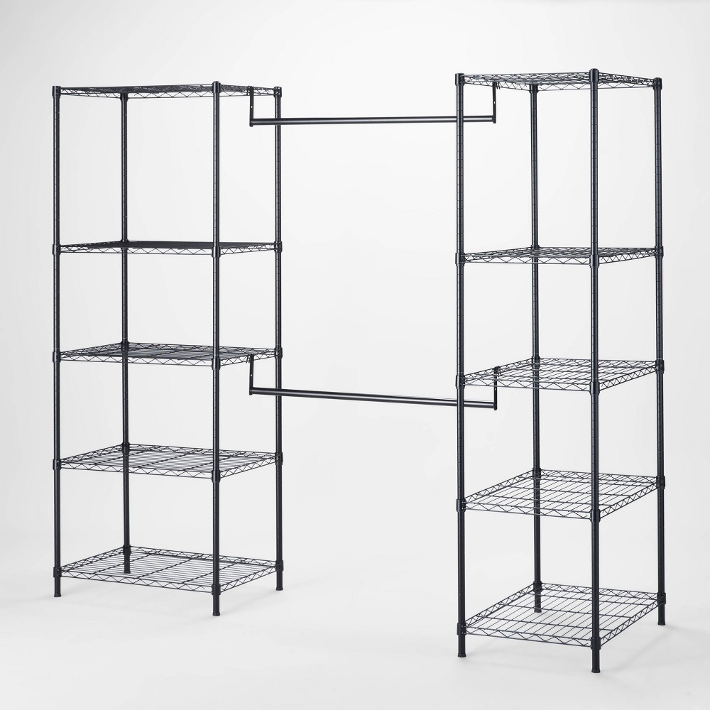 Photos - Wardrobe 6'-10' Wire Closet System Black - Brightroom™