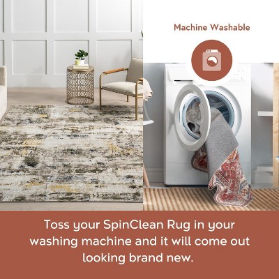 Aaliyah Multicolor Abstract Washable Synthetic Area Rug 96" x 30"