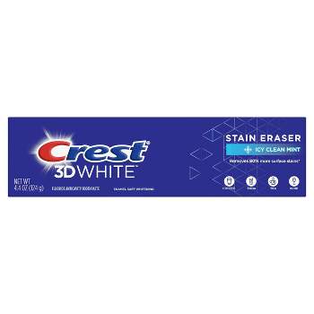 Crest 3D White Stain Eraser Teeth Whitening Toothpaste - Icy Clean Mint - 4.4oz