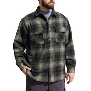 Victory Outfitters Men’s Heavyweight Brawny Brushed Woven Plaid Shirt Jacket with Snaps and Faux Shearling Lining - 1 of 3