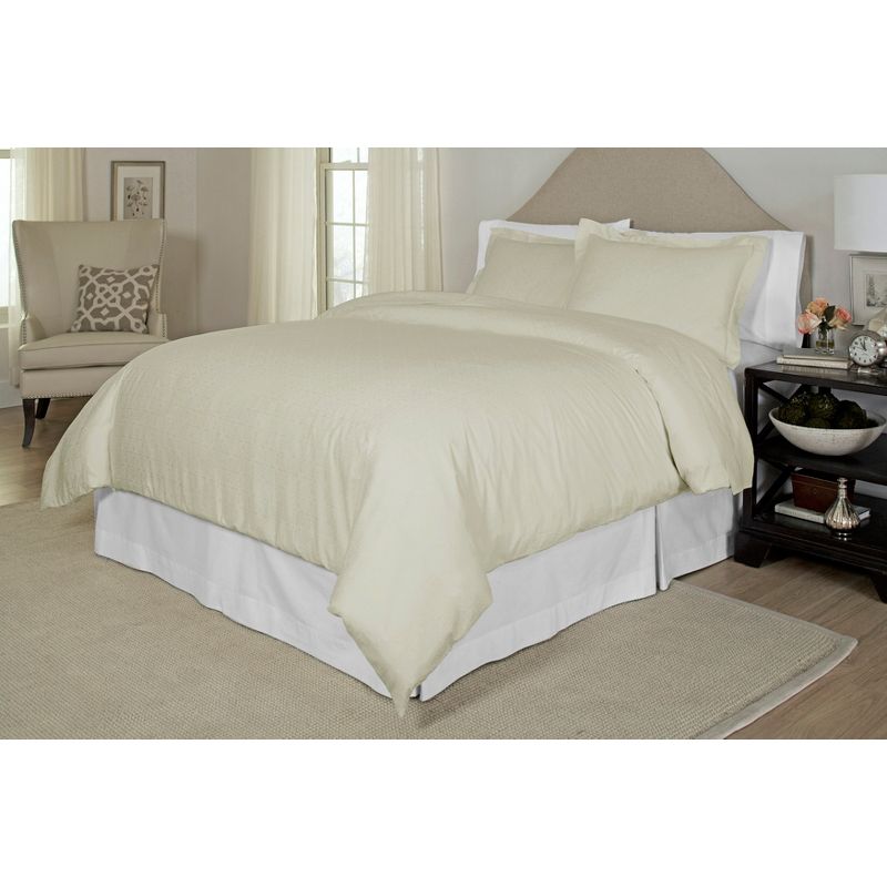 Pointehaven 300 Thread Count 100% Combed Cotton Tone on Tone Printed Sateen Duvet Set, 1 of 3