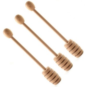 Norpro 6" Long Beechwood Honey Dipper / Syrup Drizzle Stick Dip Server - 1 of 4